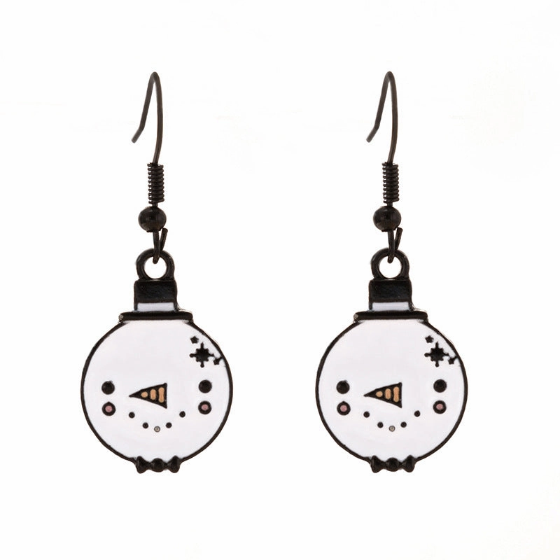 Wholesale Christmas Snowman Elk Candy Santa Claus Alloy Earrings