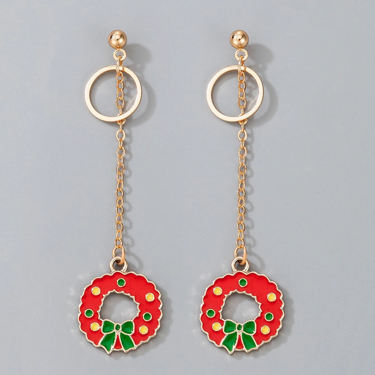 Wholesale Christmas Snowman Elk Candy Santa Claus Alloy Earrings