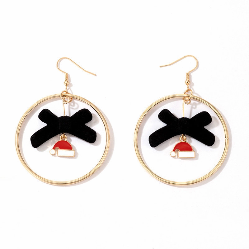 Wholesale Christmas Snowman Elk Candy Santa Claus Alloy Earrings
