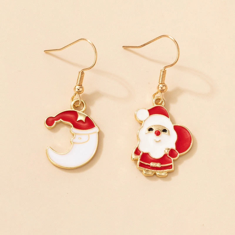 Wholesale Christmas Snowman Elk Candy Santa Claus Alloy Earrings