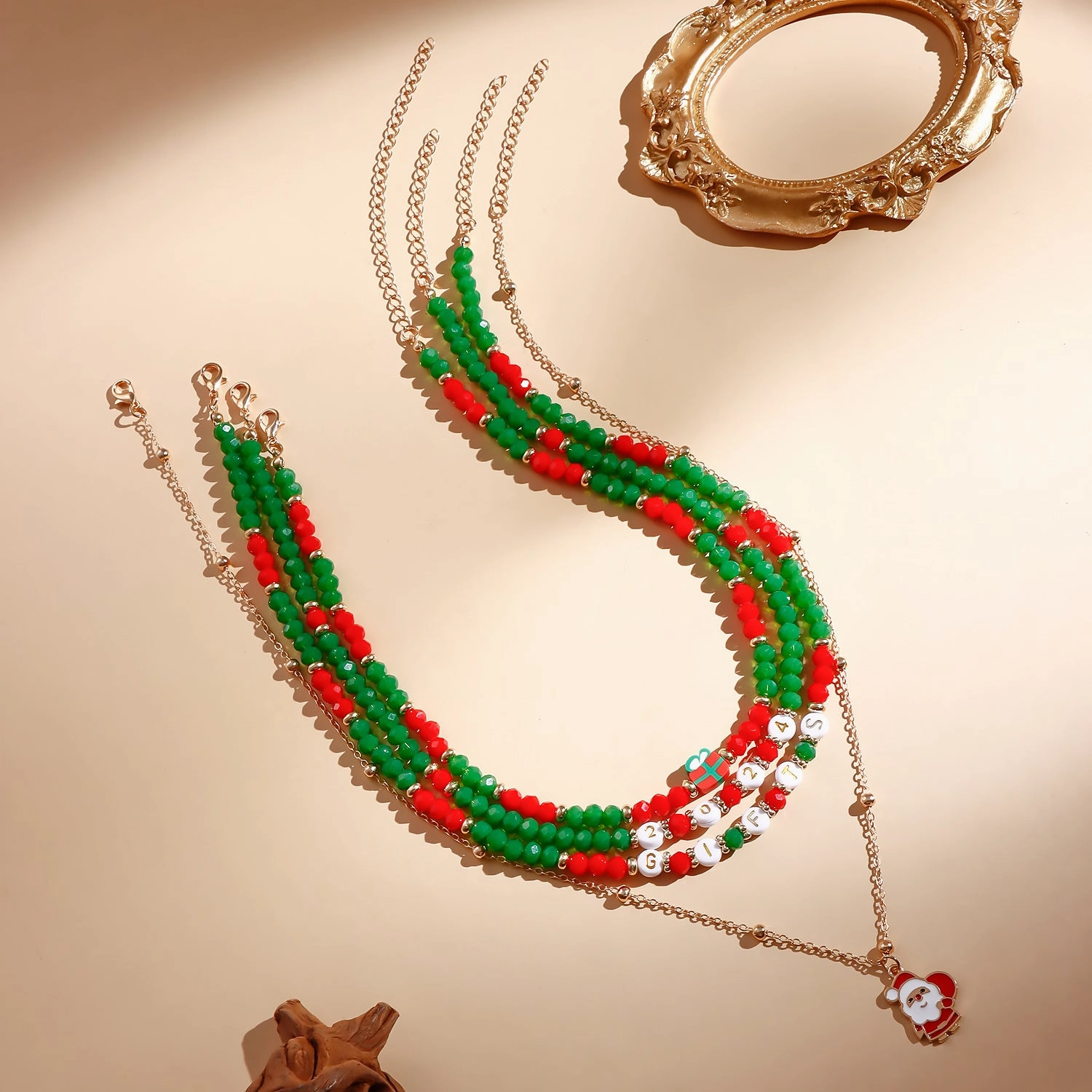 Wholesale Christmas Snowman Elk Imitation Crystal Necklace Set Sweater Chain