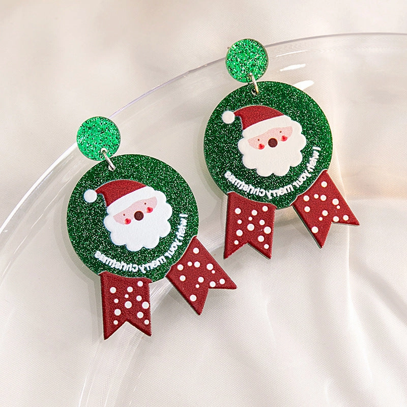 Wholesale Christmas Snowman Gingerbread Acrylic Santa Claus Christmas Tree Cartoon Earrings