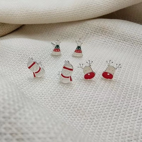 Wholesale Christmas Snowman Reindeer Mini Stud Earrings