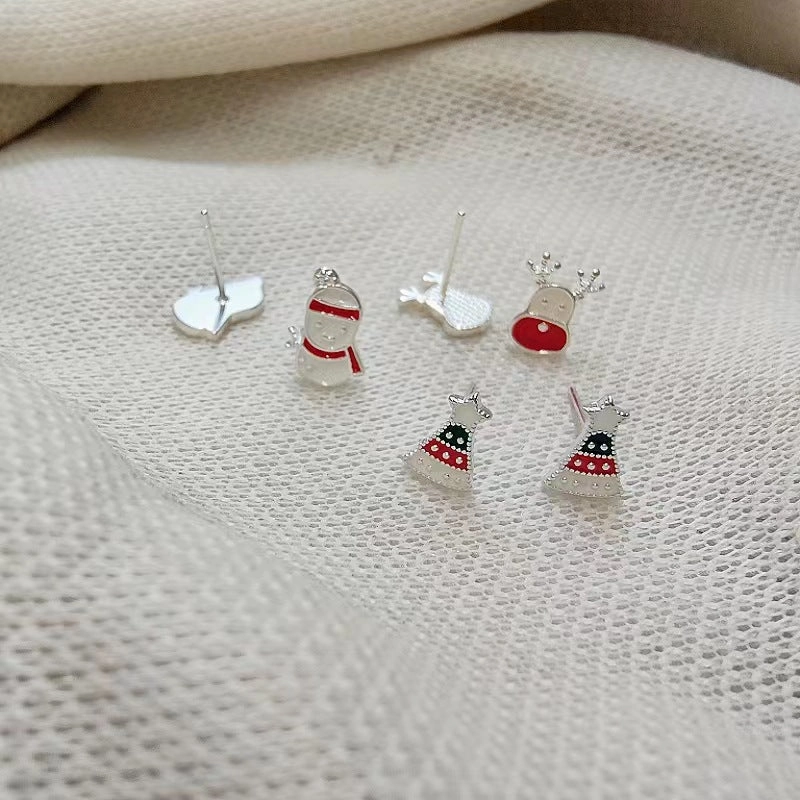 Wholesale Christmas Snowman Reindeer Mini Stud Earrings