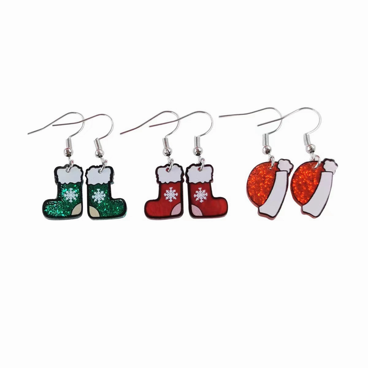 Wholesale Christmas Socks and Hats Blingbling Acrylic Earrings
