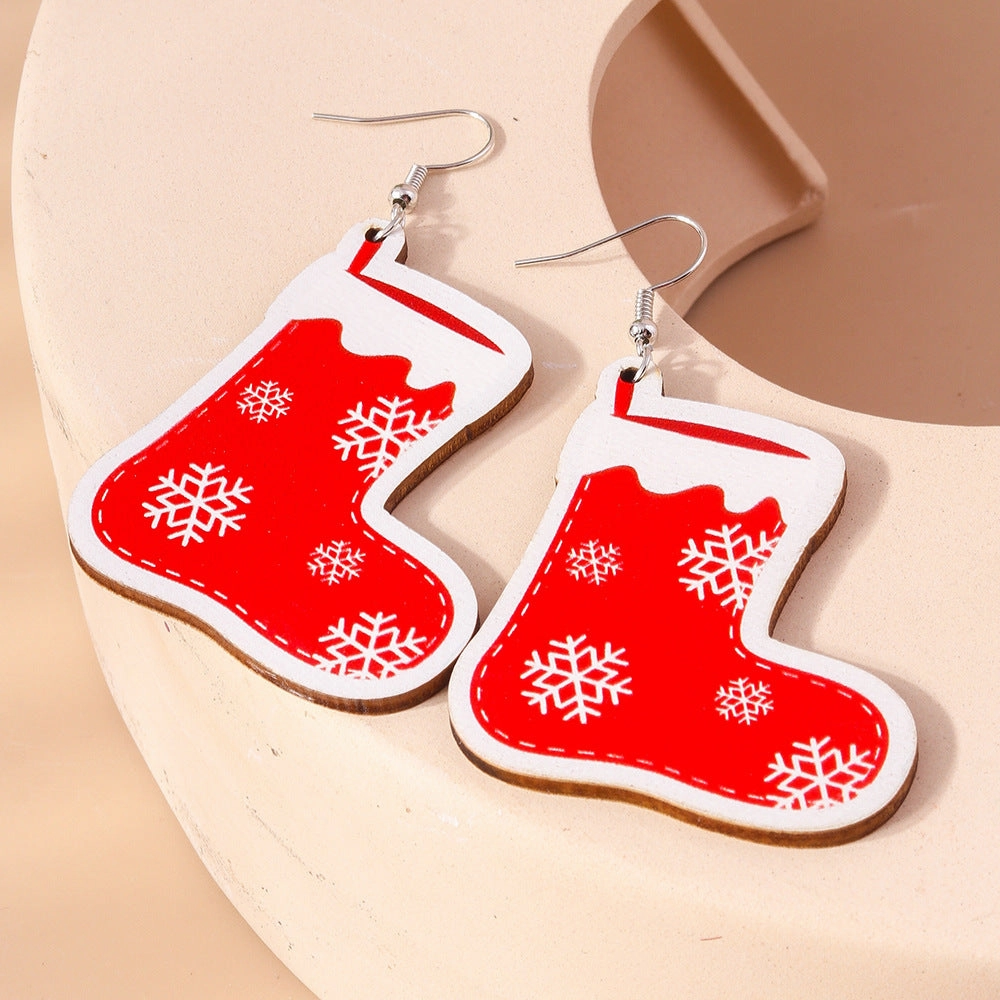 Wholesale Christmas Socks Earrings Cartoon Creative Cute  Plastic Snowflake Earrings