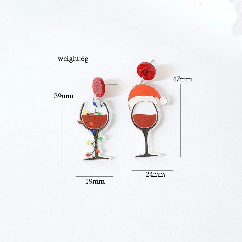 Wholesale Christmas Socks Sloth Gingerbread Man Wine Glass Acrylic Earrings