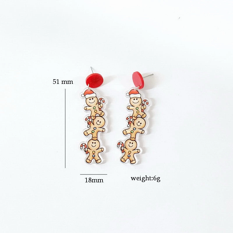 Wholesale Christmas Socks Sloth Gingerbread Man Wine Glass Acrylic Earrings