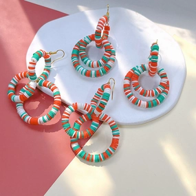 Wholesale Christmas Soft Clay Hollow Hoop Earrings