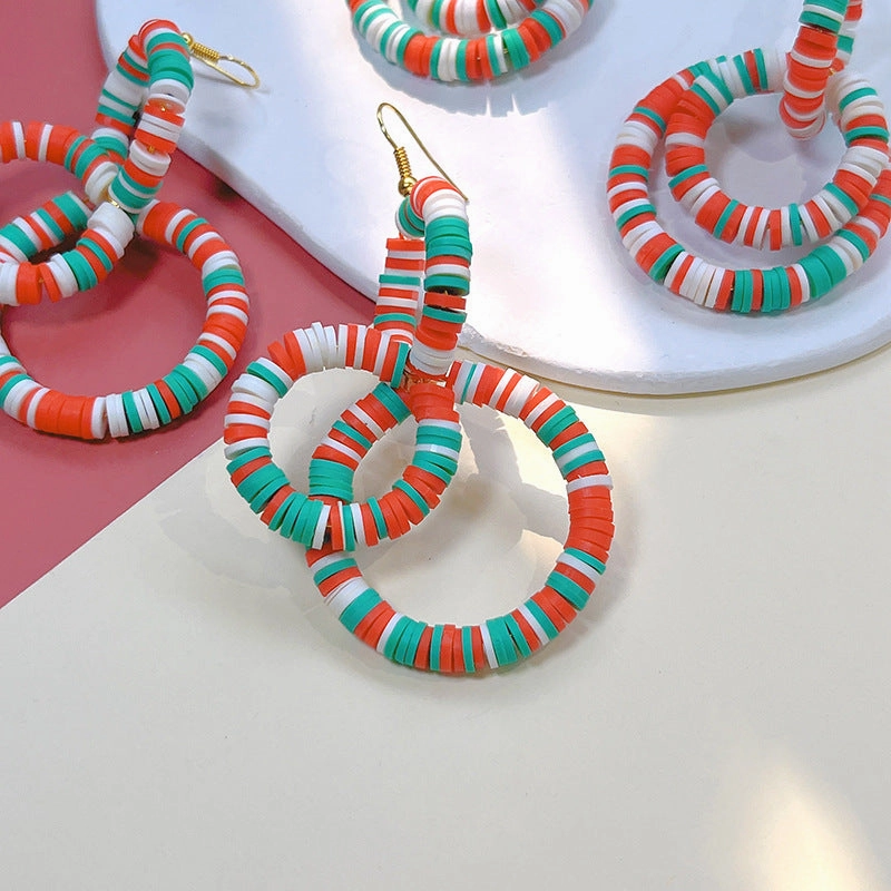 Wholesale Christmas Soft Clay Hollow Hoop Earrings