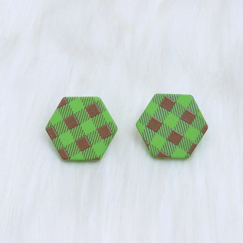 Wholesale Christmas Spray Painted Hexagonal Acrylic Earrings