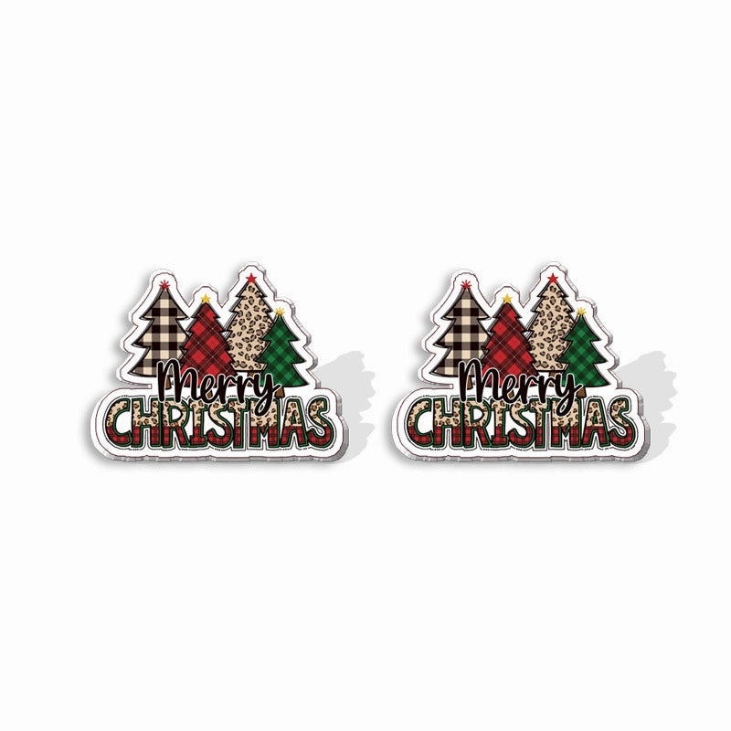 Wholesale Christmas Square Cake Christmas Tree Acrylic Earrings