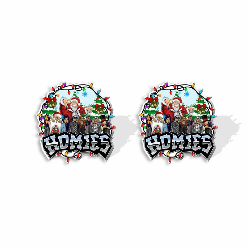 Wholesale Christmas Square Cake Christmas Tree Acrylic Earrings