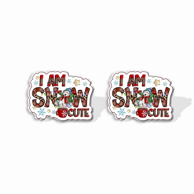 Wholesale Christmas Square Cake Christmas Tree Acrylic Earrings