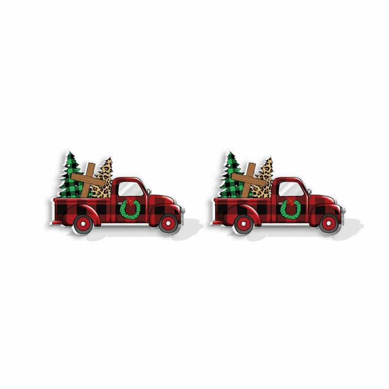Wholesale Christmas Square Cake Christmas Tree Acrylic Earrings