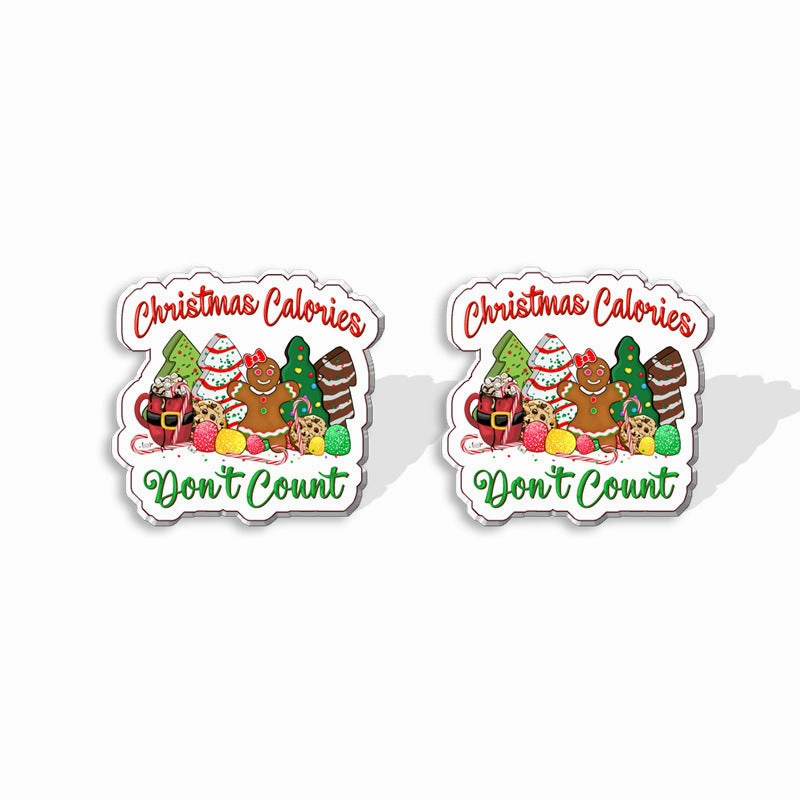 Wholesale Christmas Square Cake Christmas Tree Acrylic Earrings