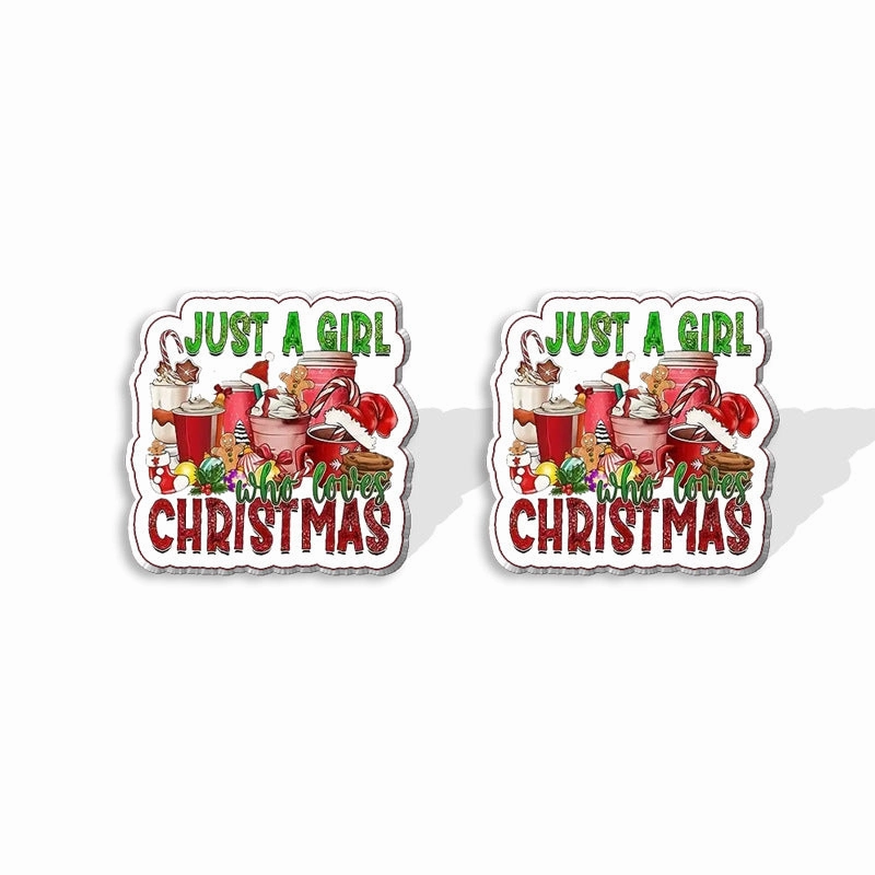 Wholesale Christmas Square Cake Christmas Tree Acrylic Earrings