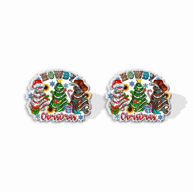 Wholesale Christmas Square Cake Christmas Tree Acrylic Earrings