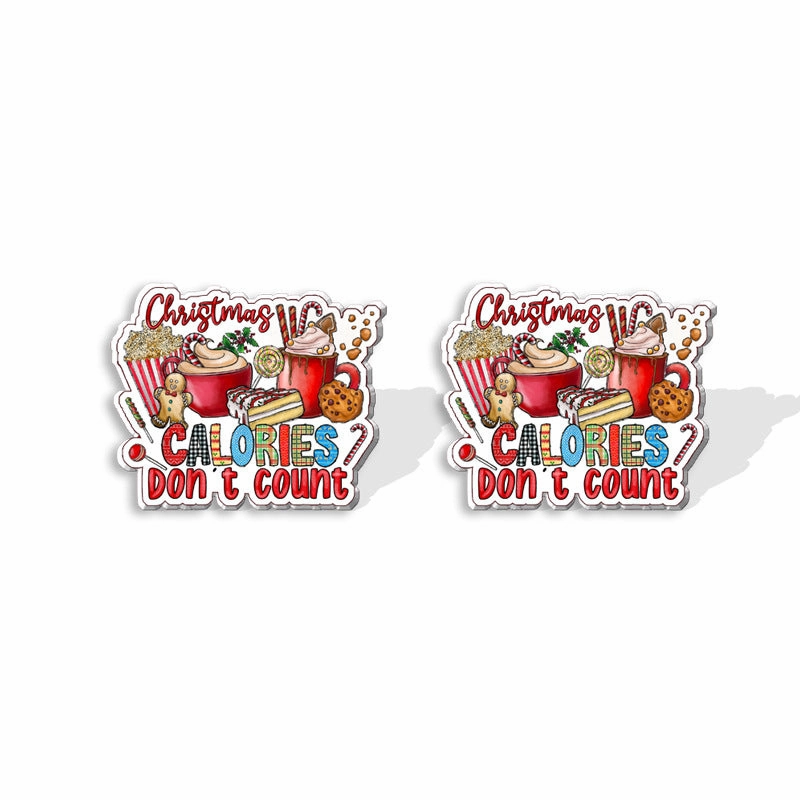 Wholesale Christmas Square Cake Christmas Tree Acrylic Earrings