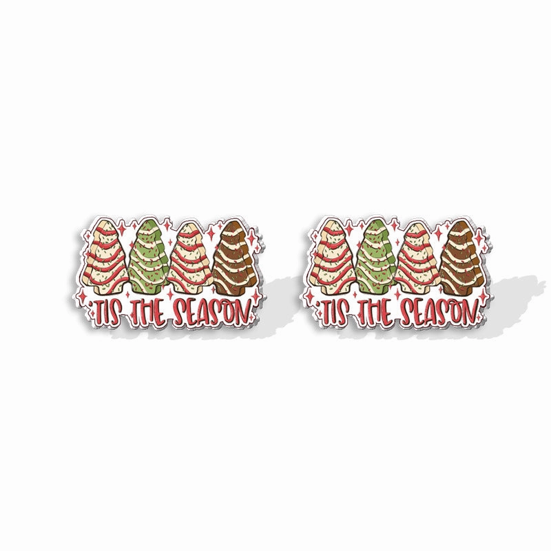 Wholesale Christmas Square Cake Christmas Tree Acrylic Earrings