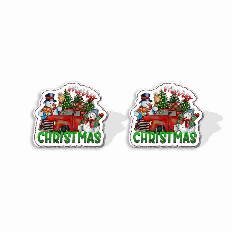 Wholesale Christmas Square Cake Christmas Tree Acrylic Earrings