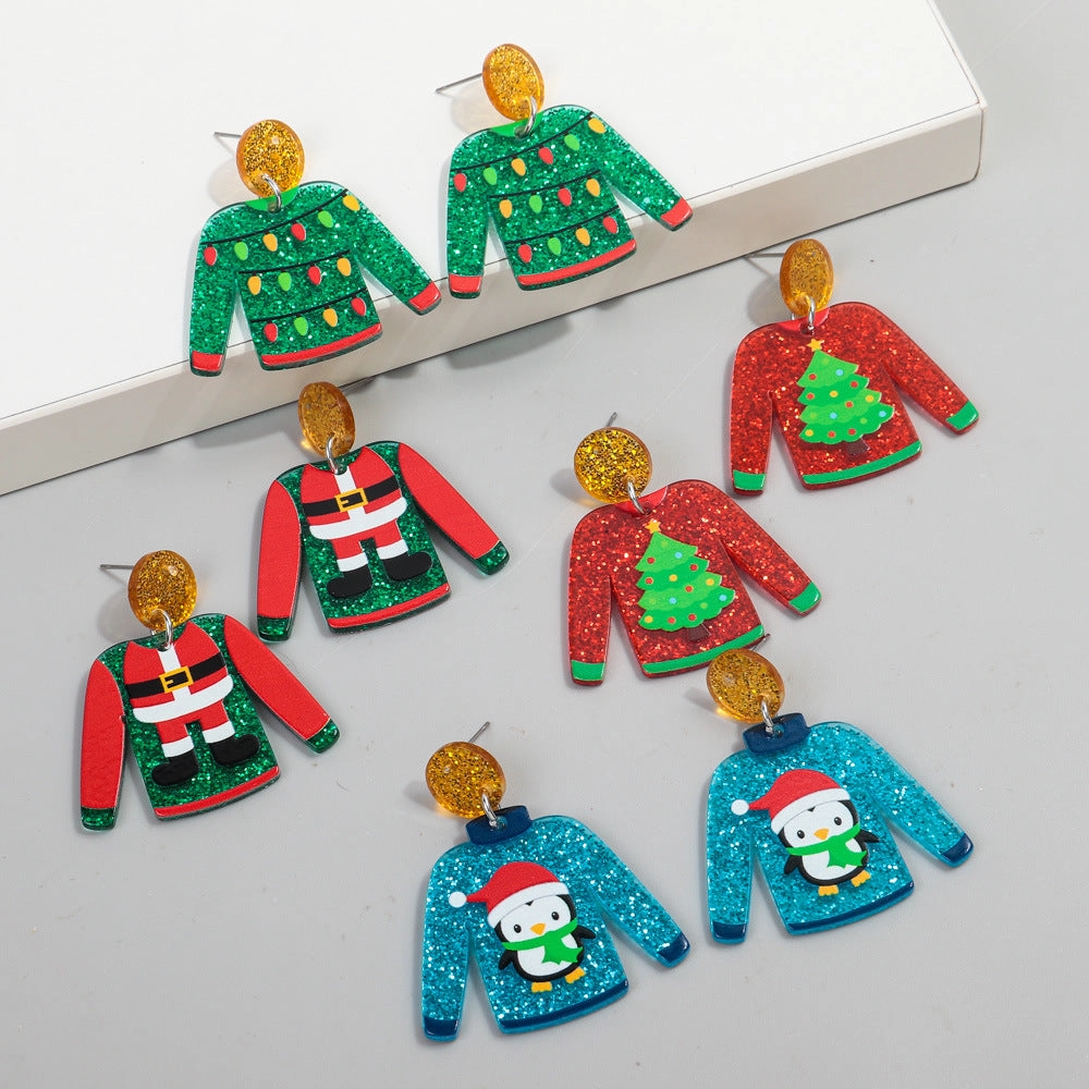 Wholesale Christmas Sweater Acrylic Earrings