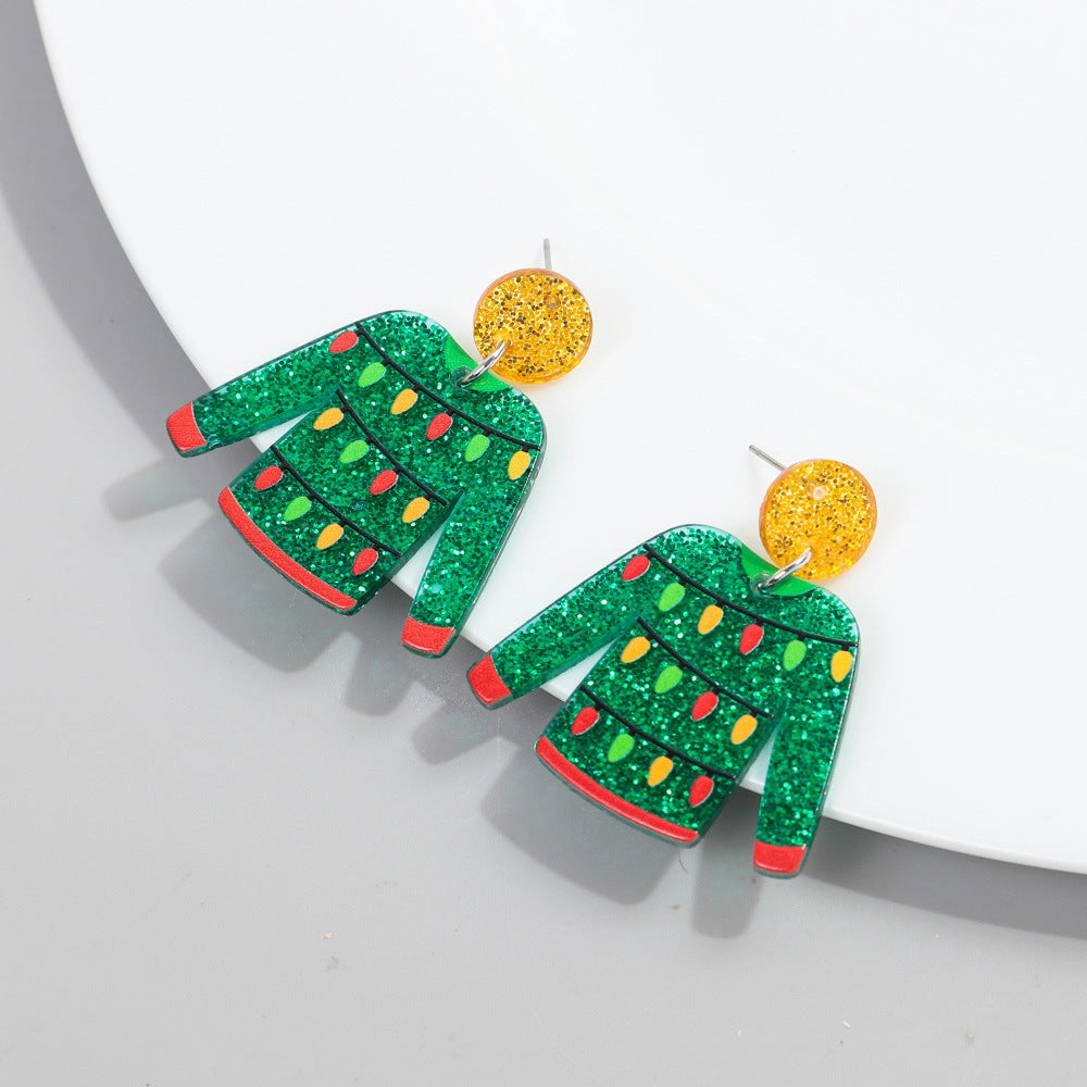 Wholesale Christmas Sweater Acrylic Earrings