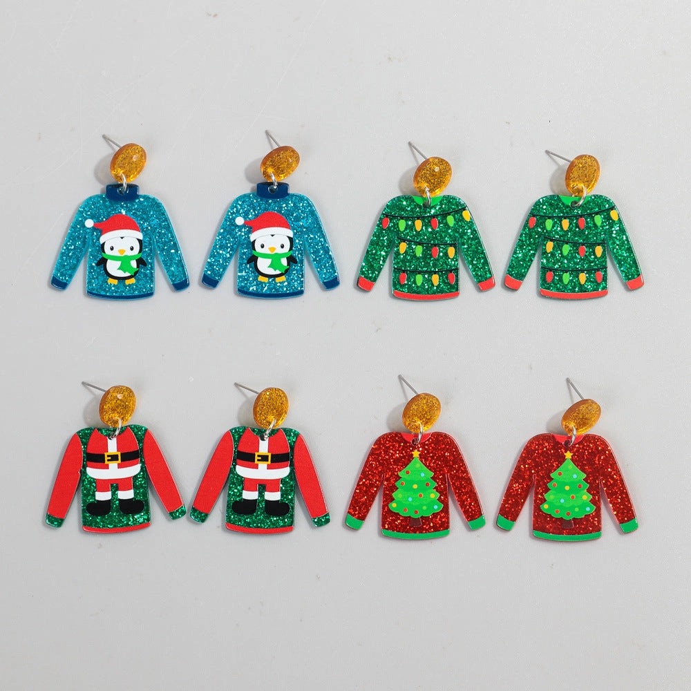 Wholesale Christmas Sweater Acrylic Earrings