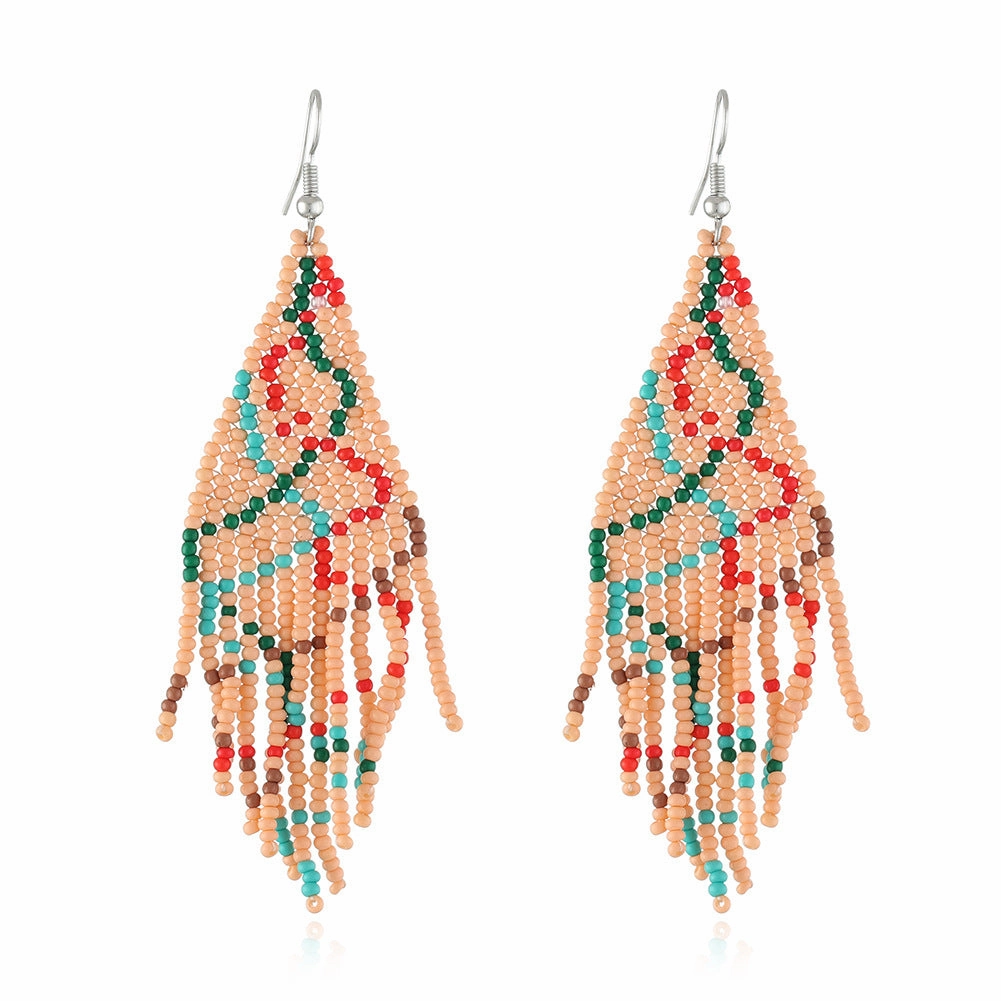 Wholesale Christmas Tassel Hand Knitted Christmas Tree Santa Claus Rice Bead Earrings