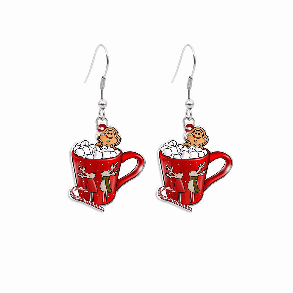 Wholesale Christmas Tea Cup Cake Cup Earrings