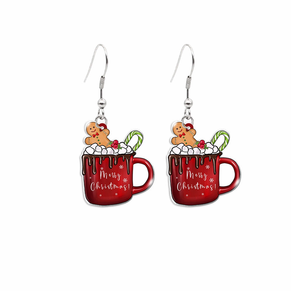 Wholesale Christmas Tea Cup Cake Cup Earrings