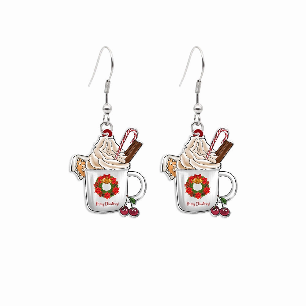 Wholesale Christmas Tea Cup Cake Cup Earrings