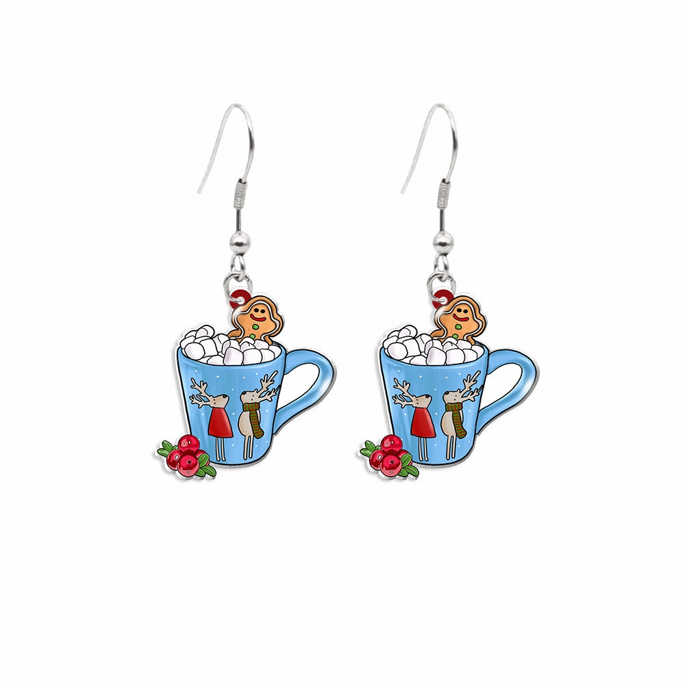 Wholesale Christmas Tea Cup Cake Cup Earrings