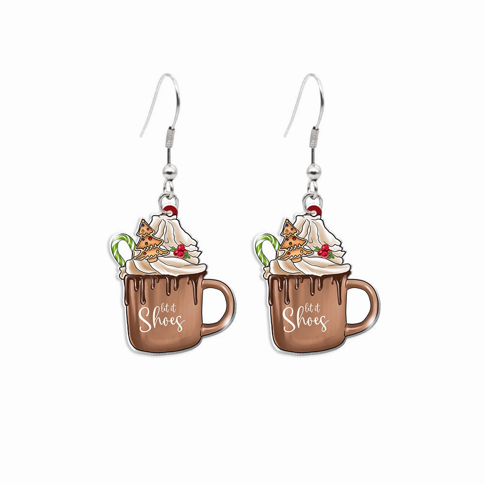 Wholesale Christmas Tea Cup Cake Cup Earrings