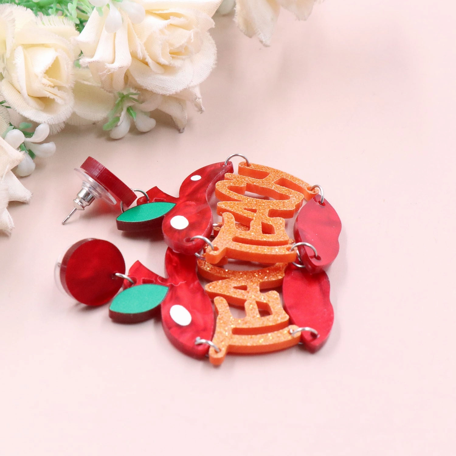Wholesale Christmas Teacher Letter Apple Earrings