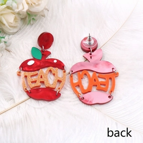 Wholesale Christmas Teacher Letter Apple Earrings