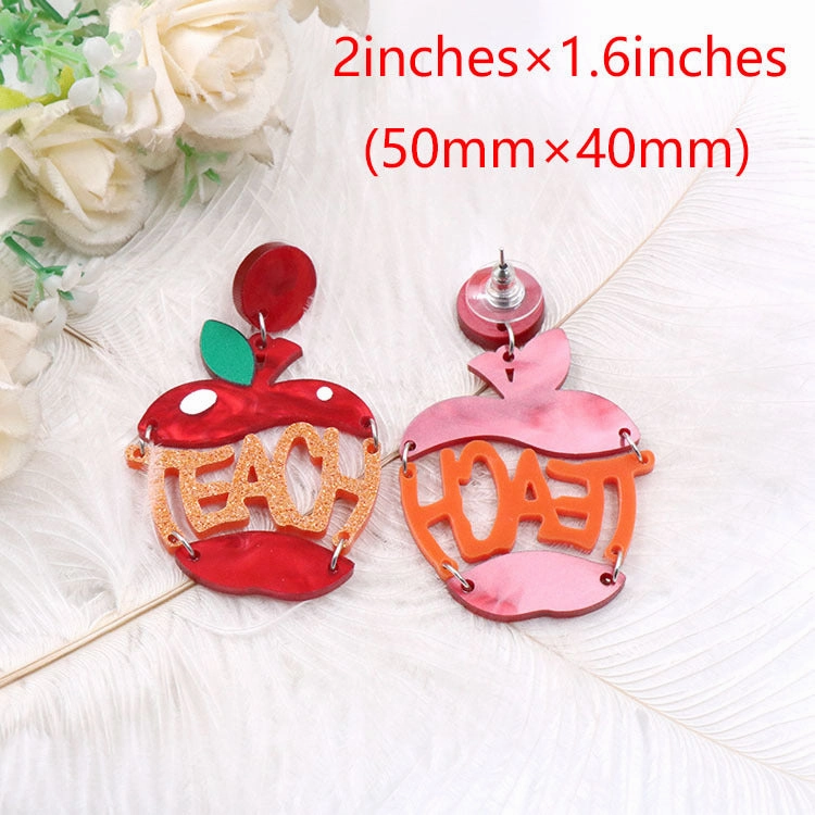 Wholesale Christmas Teacher Letter Apple Earrings