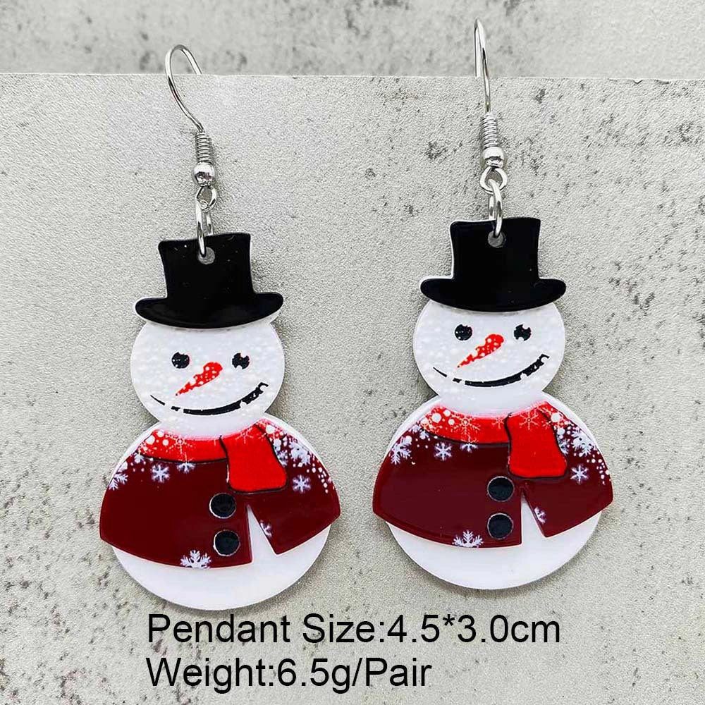 Wholesale Christmas Three-dimensional Snowman Dwarf Dwarf Acrylic Earrings