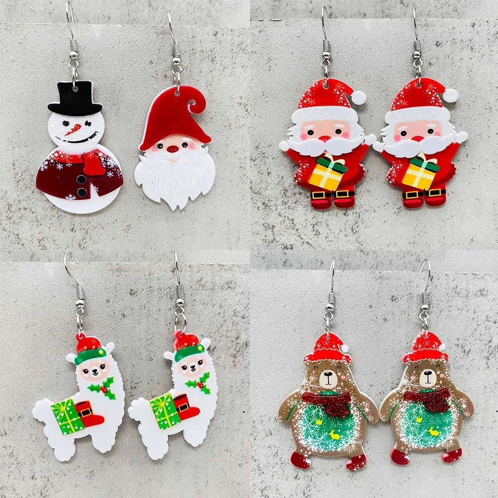 Wholesale Christmas Three-dimensional Snowman Dwarf Dwarf Acrylic Earrings
