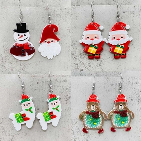 Wholesale Christmas Three-dimensional Snowman Dwarf Dwarf Acrylic Earrings