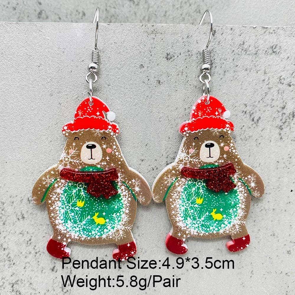 Wholesale Christmas Three-dimensional Snowman Dwarf Dwarf Acrylic Earrings