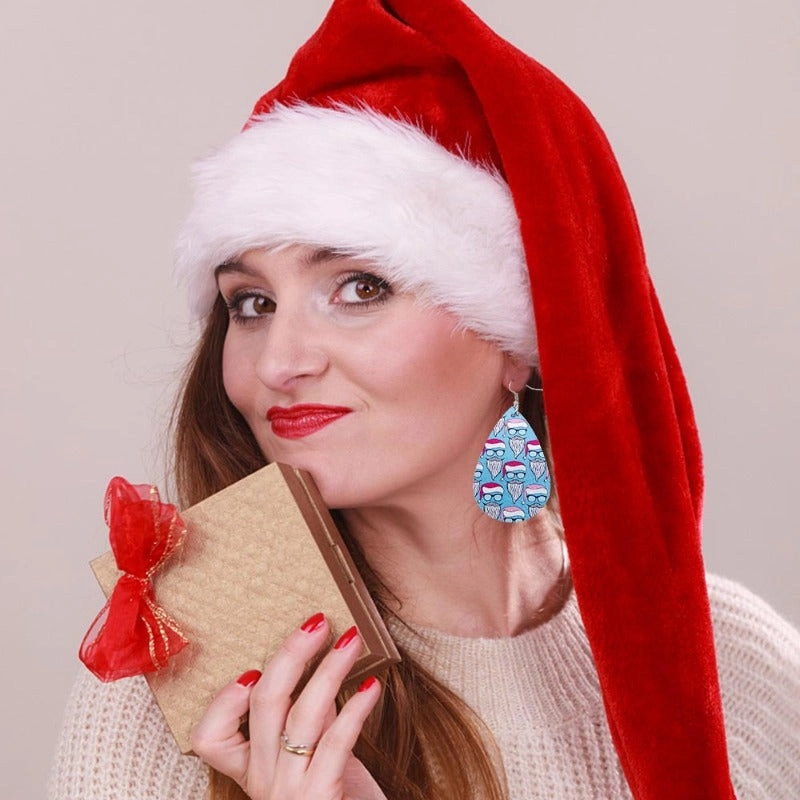 Wholesale Christmas Tree Bell Leather Earrings