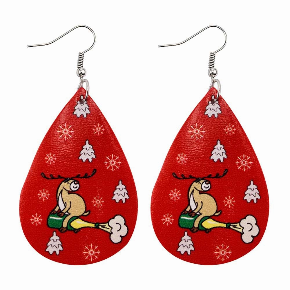 Wholesale Christmas Tree Bell Leather Earrings
