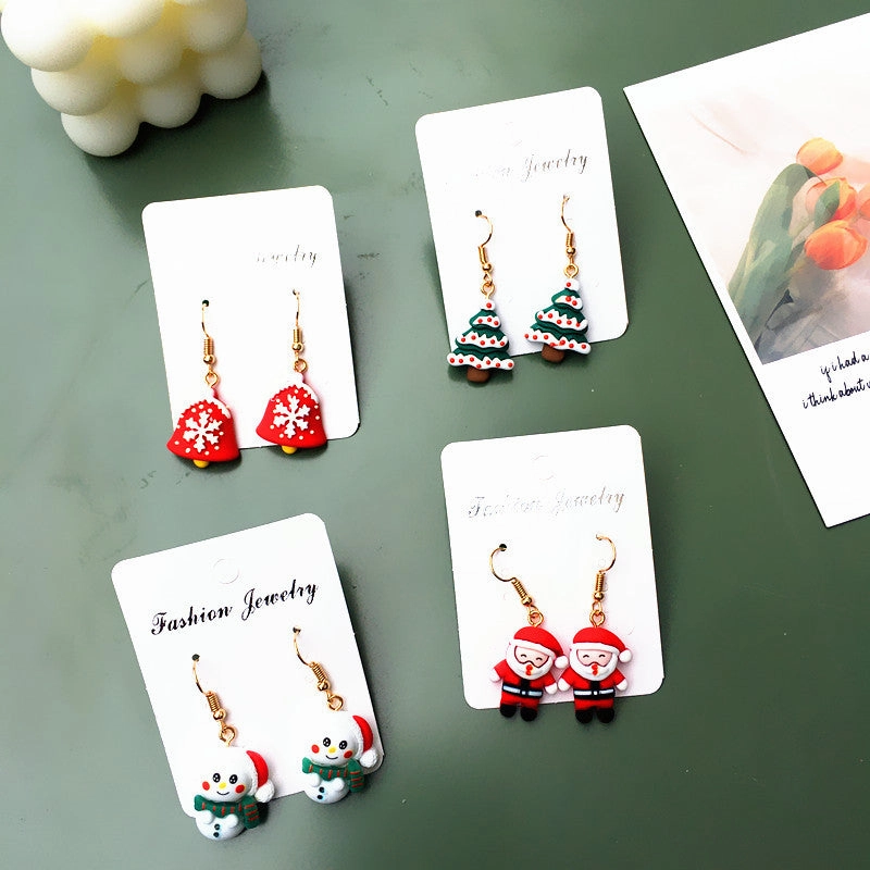 Wholesale Christmas Tree Bell Zinc Alloy Earrings