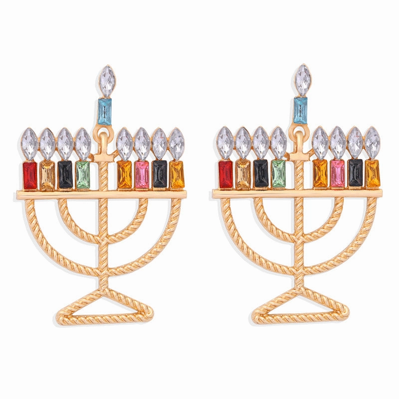 Wholesale Christmas Tree Bells Elk Lollipop Rice Beads Alloy Diamond Earrings