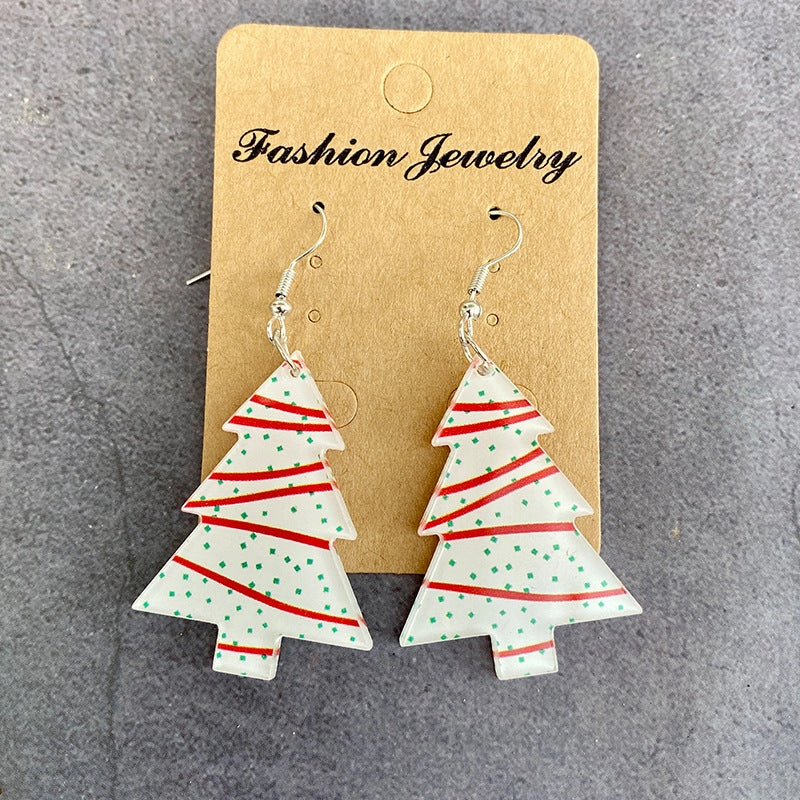 Wholesale Christmas Tree Black and Red Plaid Colorful Acrylic Earrings
