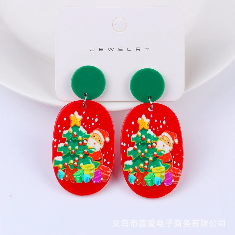 Wholesale Christmas Tree Cartoon Acrylic Earrings