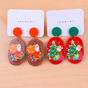 Wholesale Christmas Tree Cartoon Acrylic Earrings