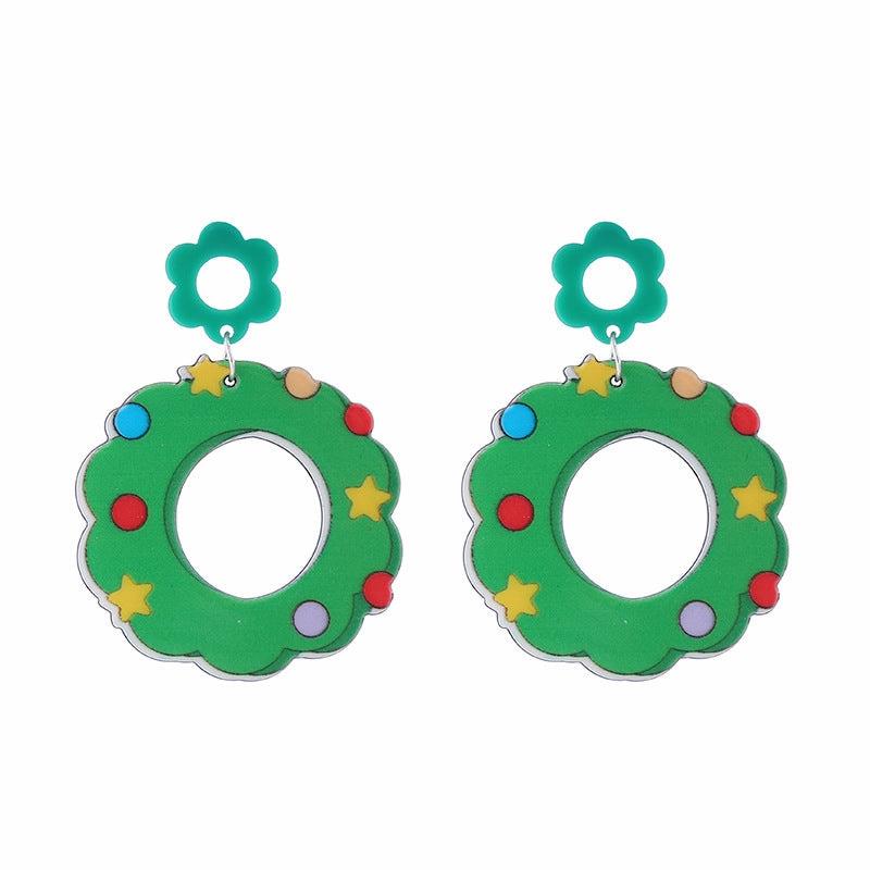Wholesale Christmas Tree Cartoon Elk Acrylic Earrings