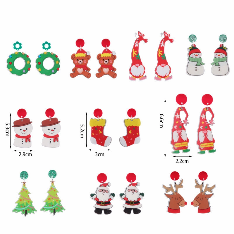 Wholesale Christmas Tree Cartoon Elk Acrylic Earrings